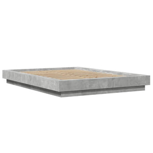 vidaXL LED Bed Frame Concrete Grey 140x190 cm Engineered Wood