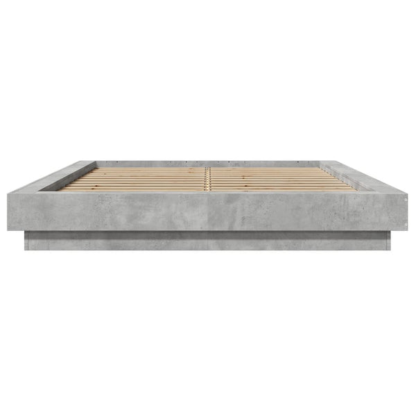 vidaXL LED Bed Frame Concrete Grey 140x190 cm Engineered Wood