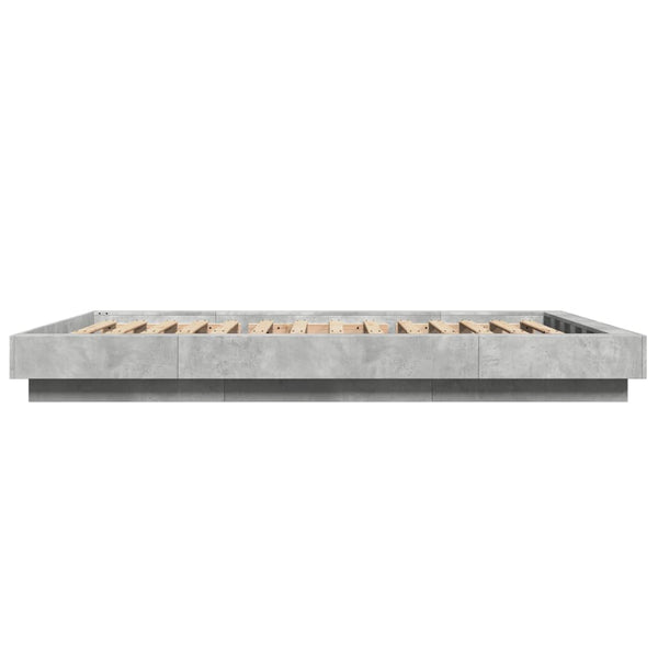 vidaXL LED Bed Frame Concrete Grey 140x190 cm Engineered Wood