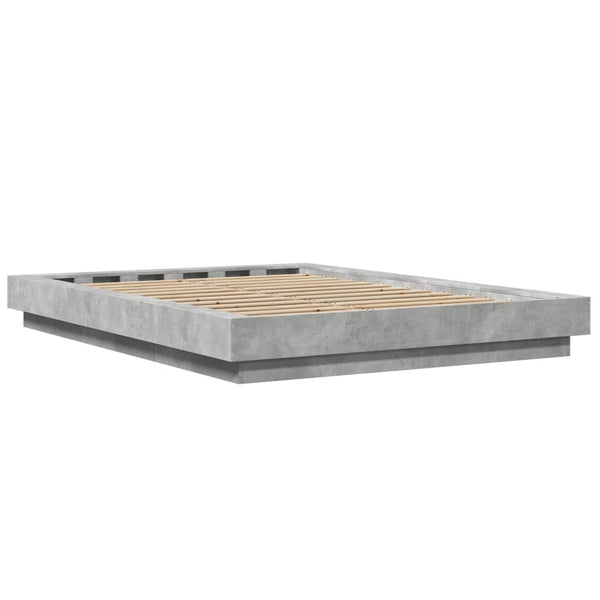 vidaXL LED Bed Frame Concrete Grey 140x190 cm Engineered Wood