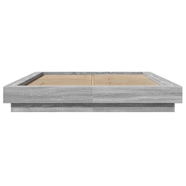 vidaXL LED Bed Frame Gray Sonoma 140x190 cm Engineered Wood