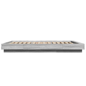 vidaXL LED Bed Frame Gray Sonoma 140x190 cm Engineered Wood