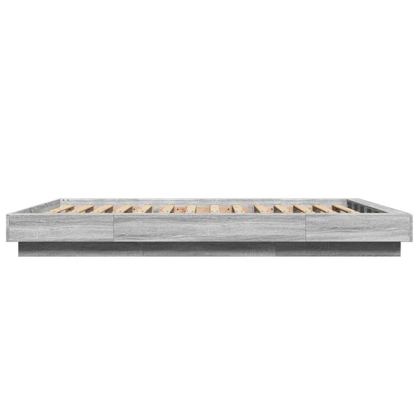 vidaXL LED Bed Frame Gray Sonoma 140x190 cm Engineered Wood