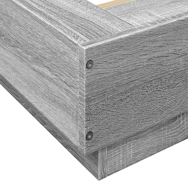vidaXL LED Bed Frame Gray Sonoma 140x190 cm Engineered Wood