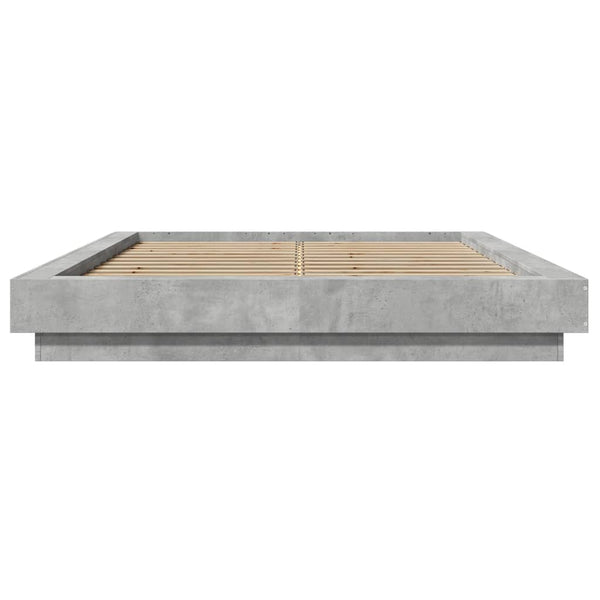 vidaXL LED Bed Frame Concrete Grey 135x190 cm Engineered Wood
