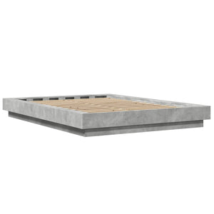 vidaXL LED Bed Frame Concrete Grey 135x190 cm Engineered Wood