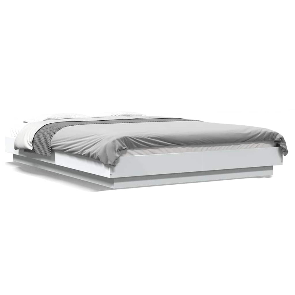 vidaXL LED Bed Frame White 120x190 cm Engineered Wood