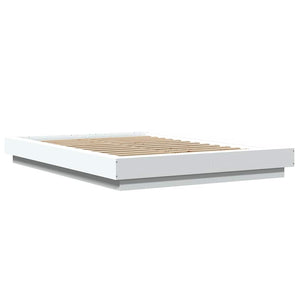 vidaXL LED Bed Frame White 120x190 cm Engineered Wood