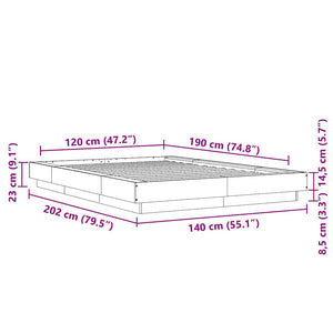vidaXL LED Bed Frame White 120x190 cm Engineered Wood