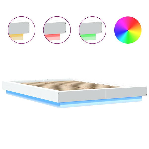 vidaXL LED Bed Frame White 120x190 cm Engineered Wood