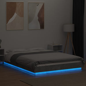 vidaXL Bed Frame with LED Concrete Grey 120x190 cm Engineered Wood