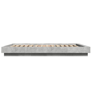 vidaXL Bed Frame with LED Concrete Grey 120x190 cm Engineered Wood