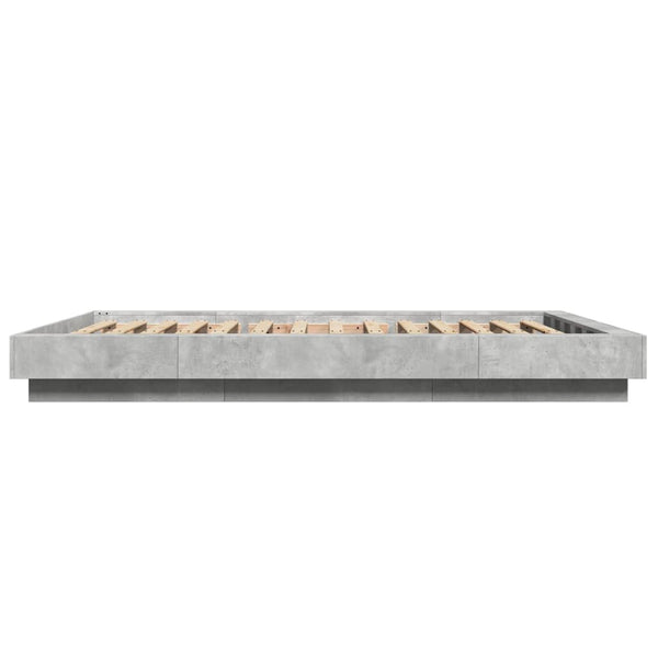 vidaXL Bed Frame with LED Concrete Grey 120x190 cm Engineered Wood
