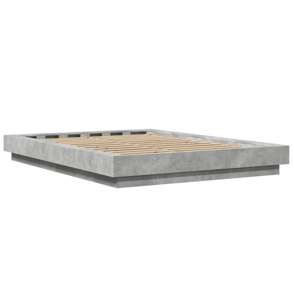 vidaXL Bed Frame with LED Concrete Grey 120x190 cm Engineered Wood