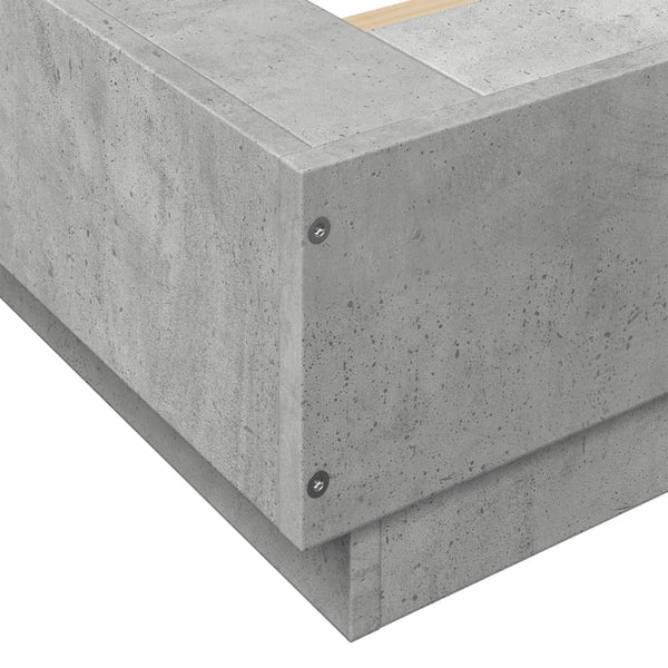 vidaXL Bed Frame with LED Concrete Grey 120x190 cm Engineered Wood