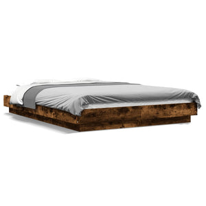 vidaXL Bed Frame Smoked Oak 140x200 cm Engineered Wood
