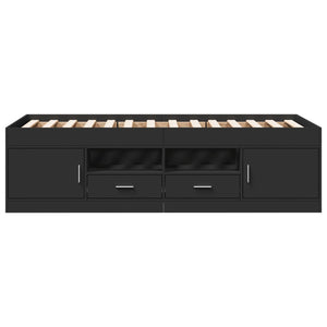 vidaXL Day Bed with Drawers, No Mattress, Black 100x200 cm