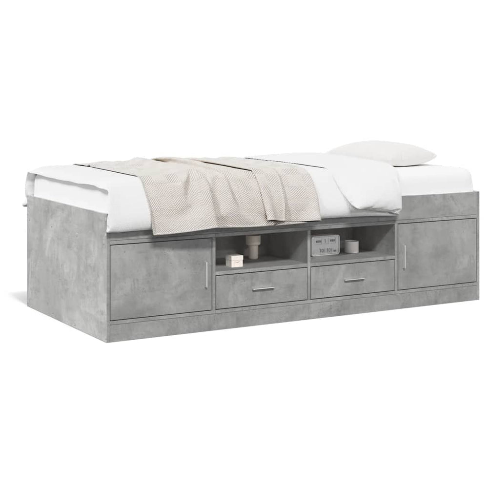 vidaXL Day Bed with Drawers, without Mattress, Concrete Grey, 100x200 cm