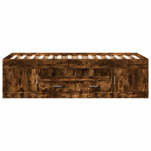 vidaXL Day Bed with Drawers without Mattress Smoked Oak 100x200 cm