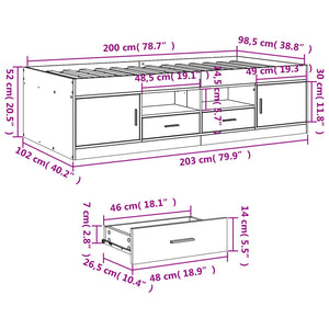 vidaXL Day Bed with Drawers without Mattress Smoked Oak 100x200 cm
