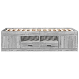 vidaXL Day Bed with Drawers without Mattress Grey Sonoma 100x200 cm