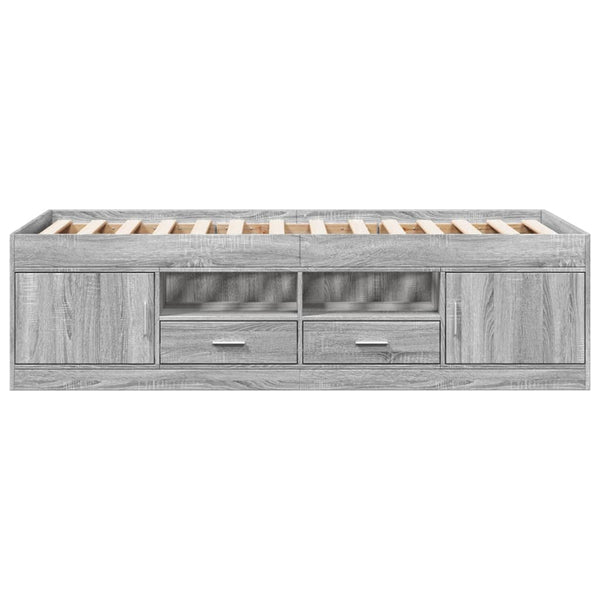 vidaXL Day Bed with Drawers without Mattress Grey Sonoma 100x200 cm