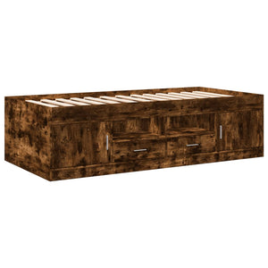 vidaXL Day Bed with Drawers without Mattress Smoked Oak 90x200 cm