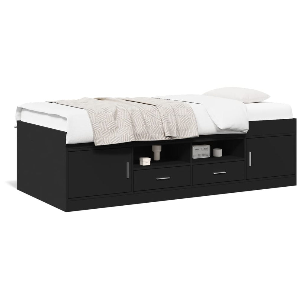 vidaXL Daybed with Drawers without Mattress Black 90x190 cm
