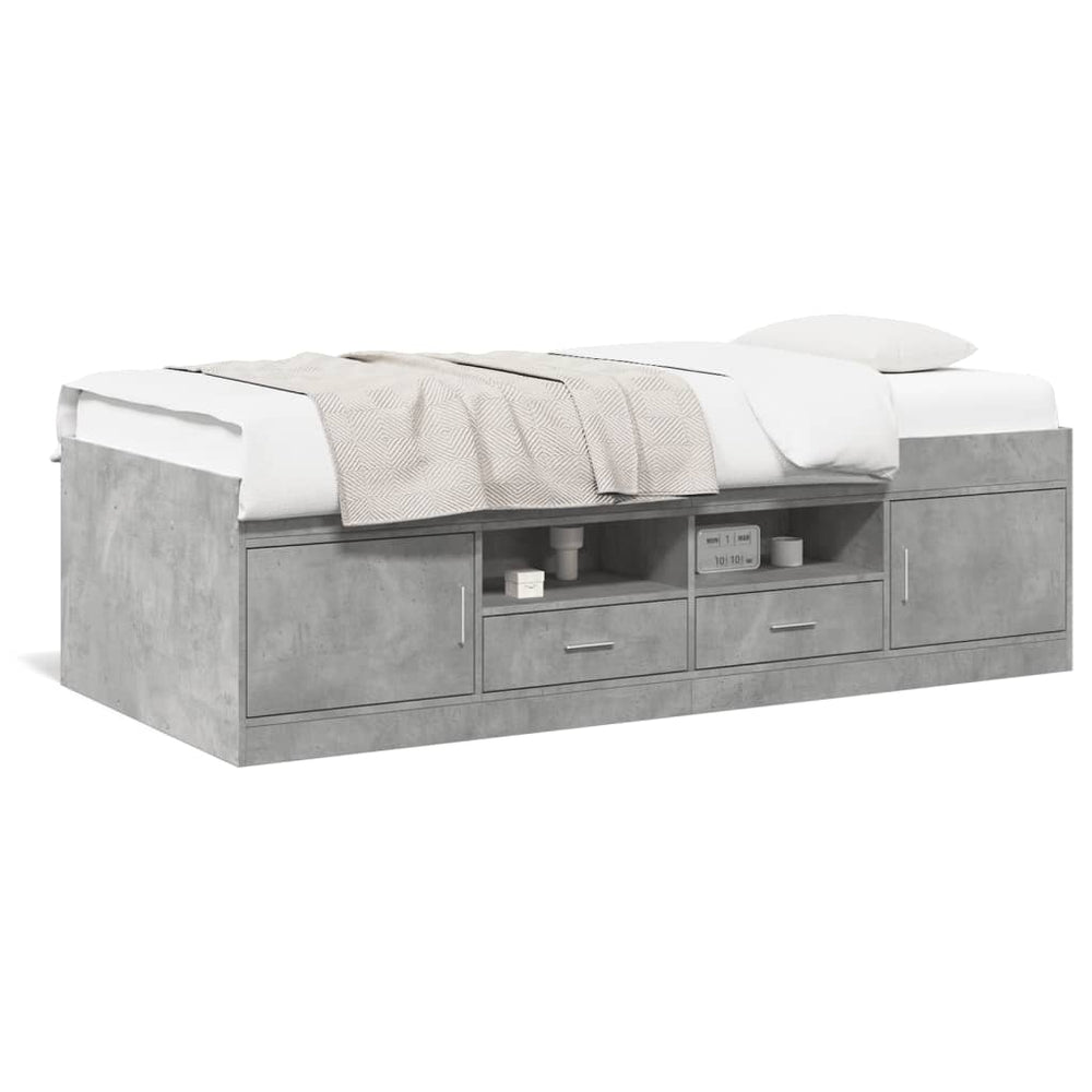 vidaXL Daybed with Drawers without Mattress Concrete Grey 90x190 cm
