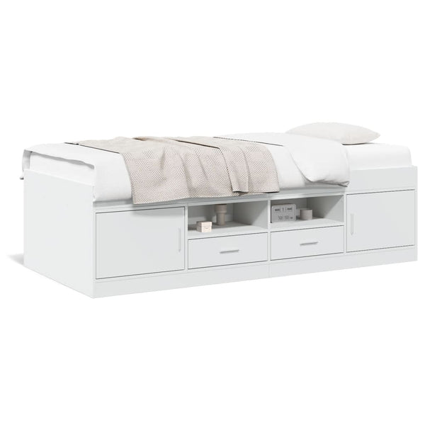 vidaXL Day Bed with Drawers without Mattress White 75x190 cm