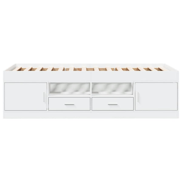 vidaXL Day Bed with Drawers without Mattress White 75x190 cm