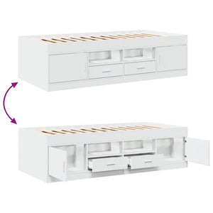 vidaXL Day Bed with Drawers without Mattress White 75x190 cm