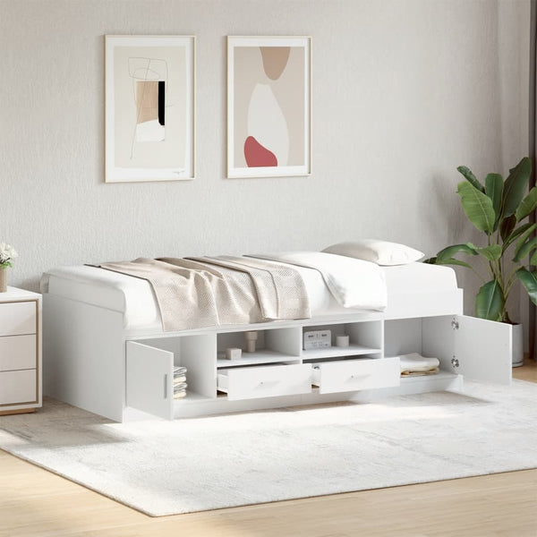 vidaXL Day Bed with Drawers without Mattress White 75x190 cm