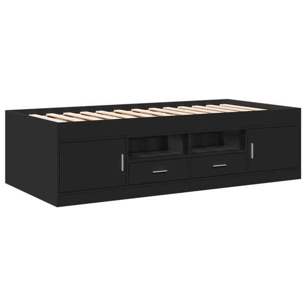 vidaXL Day Bed with Drawers without Mattress Black 75x190 cm