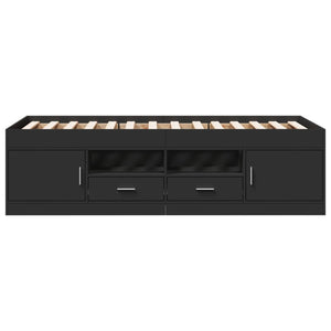 vidaXL Day Bed with Drawers without Mattress Black 75x190 cm