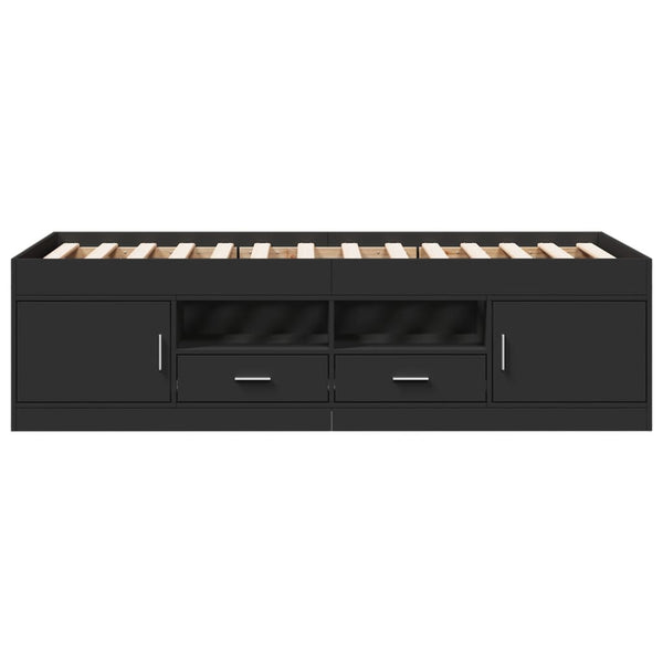 vidaXL Day Bed with Drawers without Mattress Black 75x190 cm
