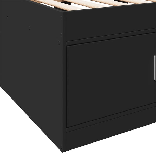 vidaXL Day Bed with Drawers without Mattress Black 75x190 cm