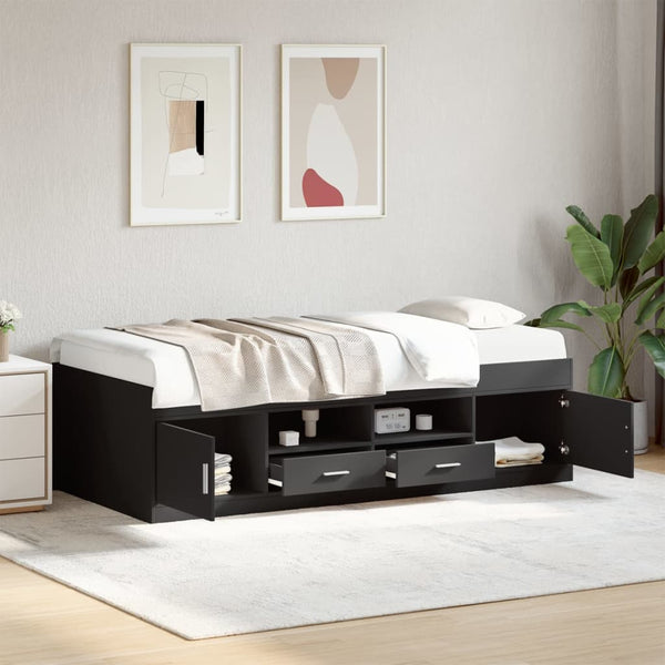 vidaXL Day Bed with Drawers without Mattress Black 75x190 cm