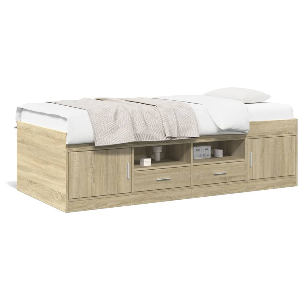 vidaXL Day Bed with Drawers without Mattress Sonoma Oak 75x190 cm