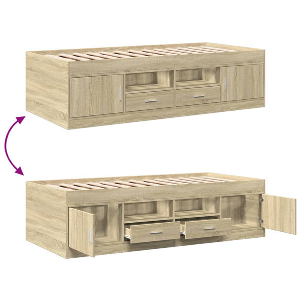 vidaXL Day Bed with Drawers without Mattress Sonoma Oak 75x190 cm