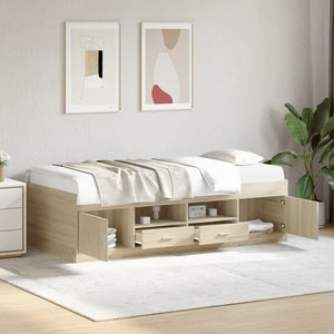 vidaXL Day Bed with Drawers without Mattress Sonoma Oak 75x190 cm