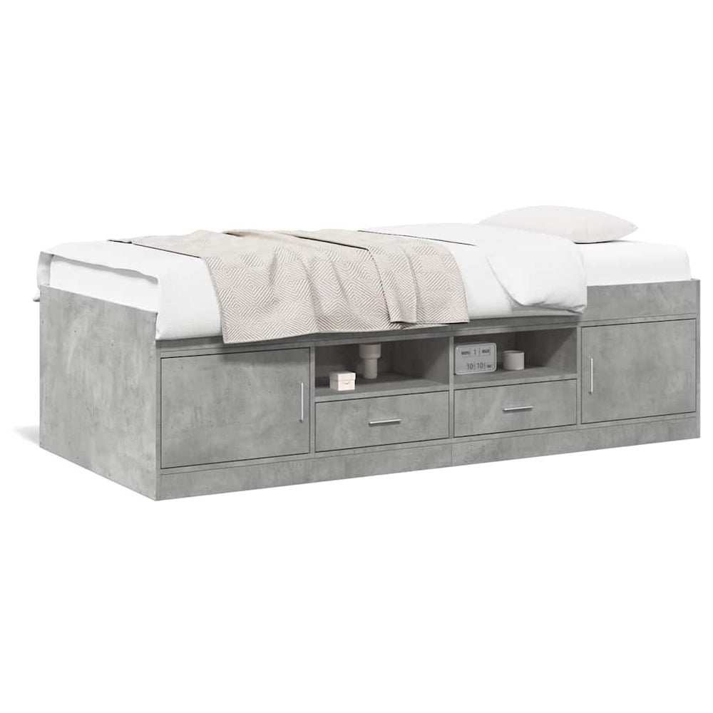 vidaXL Day Bed with Drawers without Mattress Concrete Grey 75x190 cm