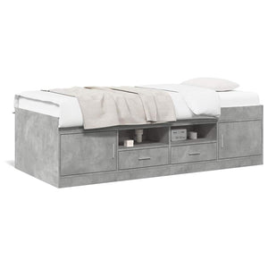 vidaXL Day Bed with Drawers without Mattress Concrete Grey 75x190 cm