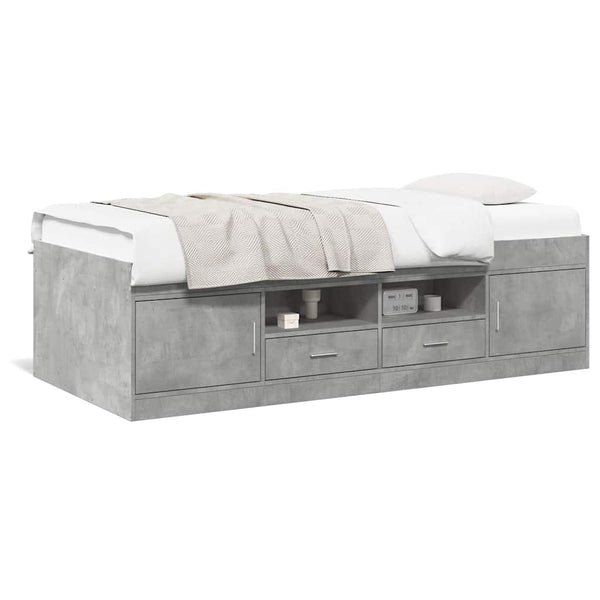 vidaXL Day Bed with Drawers without Mattress Concrete Grey 75x190 cm