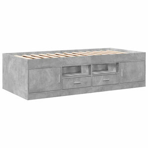 vidaXL Day Bed with Drawers without Mattress Concrete Grey 75x190 cm