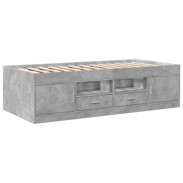 vidaXL Day Bed with Drawers without Mattress Concrete Grey 75x190 cm
