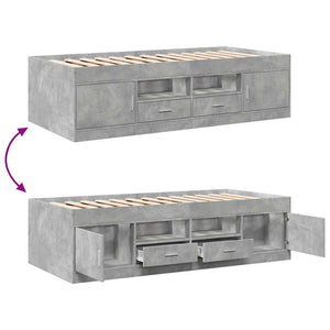 vidaXL Day Bed with Drawers without Mattress Concrete Grey 75x190 cm