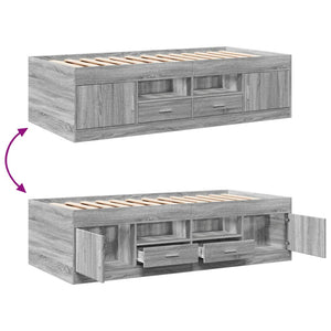vidaXL Day Bed with Drawers without Mattress Grey Sonoma 75x190 cm