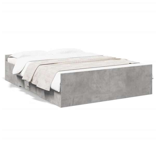 vidaXL Bed Frame with Drawers Concrete Grey 120x200 cm Engineered Wood