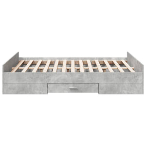 vidaXL Bed Frame with Drawers Concrete Grey 120x200 cm Engineered Wood